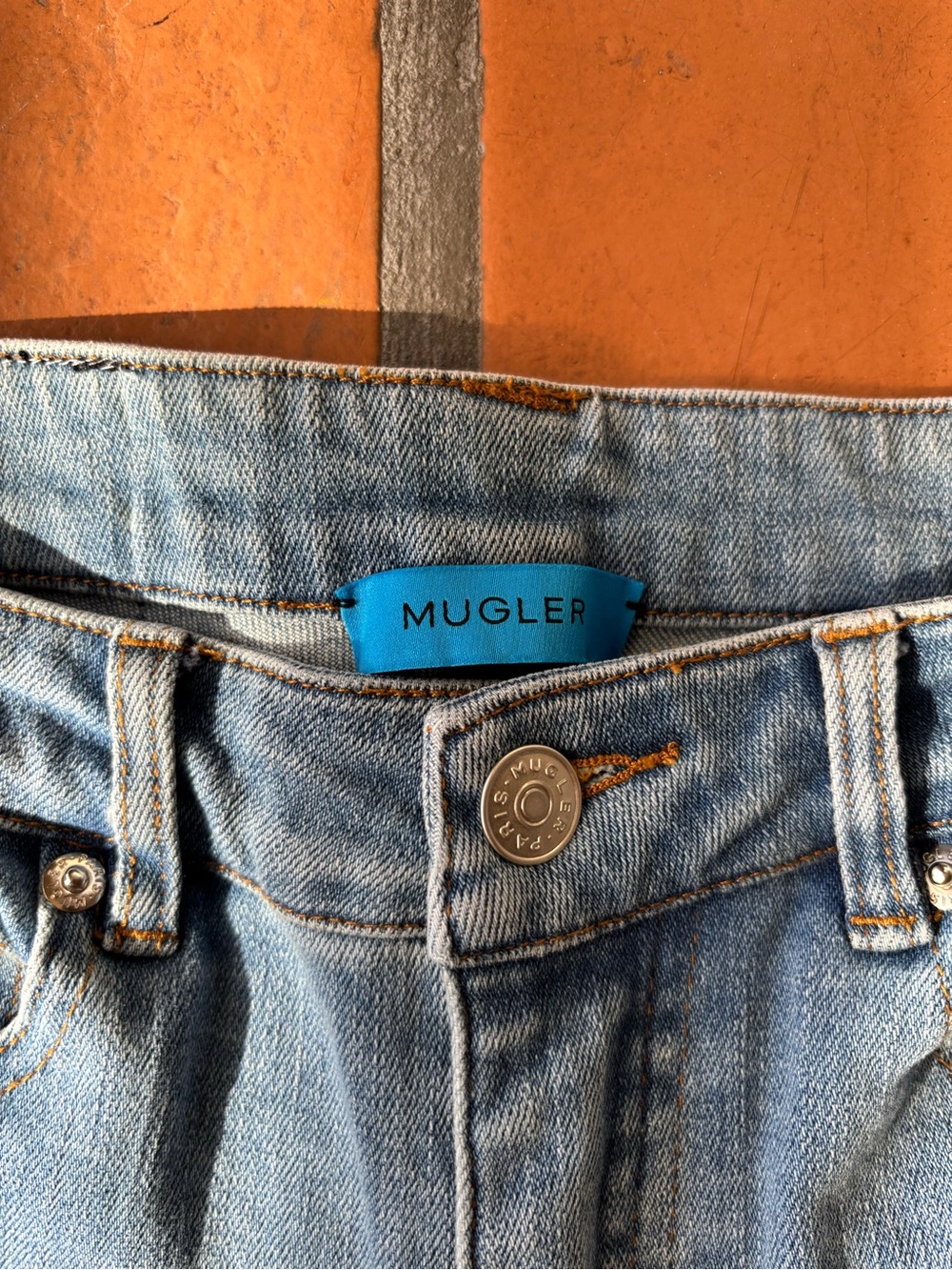 Mugler Two-Tone Blue & Black Slitted Spiral jeans - Picture 7 of 7